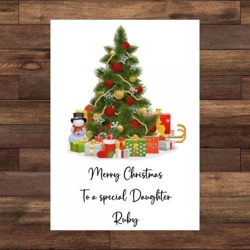 Personalised Christmas Tree With Presents Christmas card